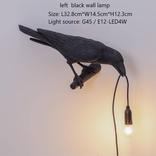 Applique murale LED avec oiseau qui tient une lampe dans son bec