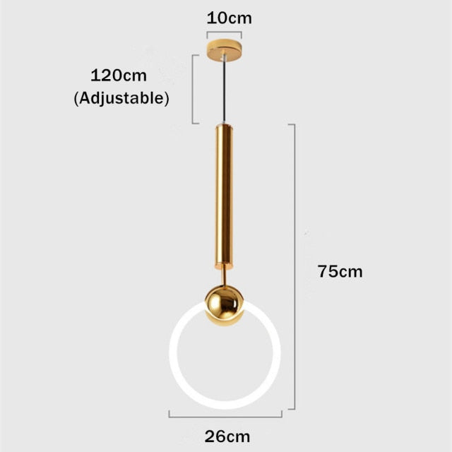 Suspension moderne LED minimaliste et dorée Melania