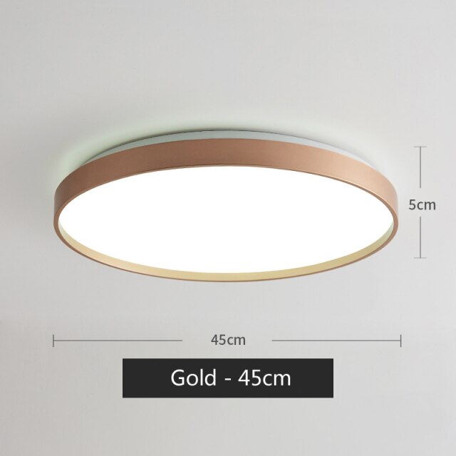 Plafonnier moderne LED métallique circulaire et fin Glenn