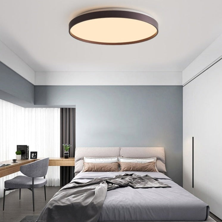 Plafonnier moderne LED métallique circulaire et fin Glenn