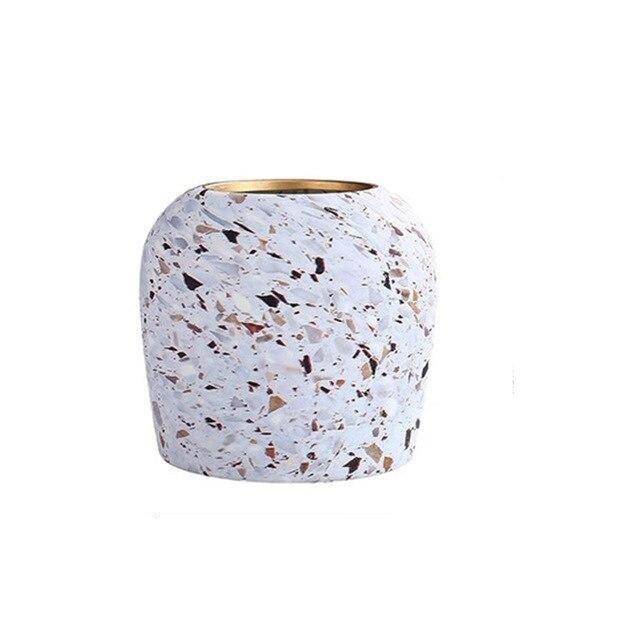 Vase design en céramique style Terrazzo blanc