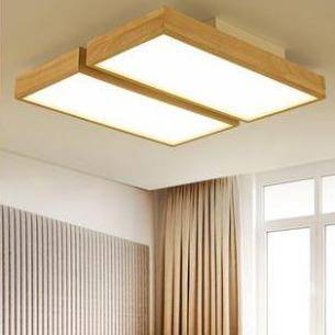 Plafonnier en bois à LED avec 1 ou plusieurs rectangles