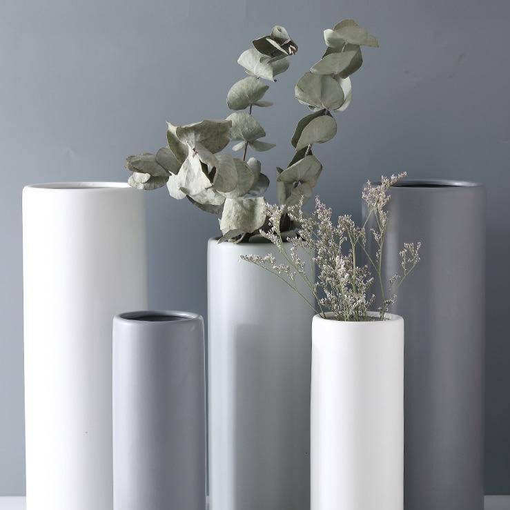 Vase en céramique design en cylindre style minimaliste