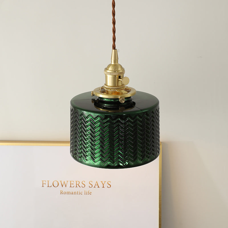 Suspension LED biforme vert et doré Dena