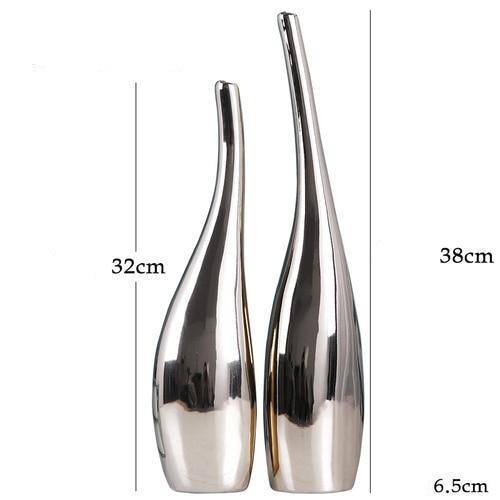 Vase design en céramique doré et argenté style minimaliste