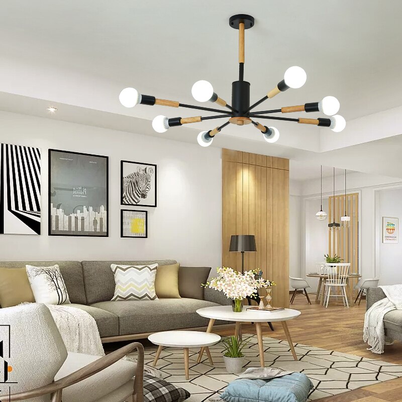 Lustre scandinave en bois et métal en forme de molécule Mencya