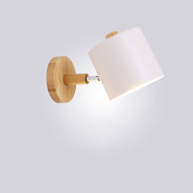 Applique murale moderne LED en bois avec abat-jour arrondi coloré Nordic