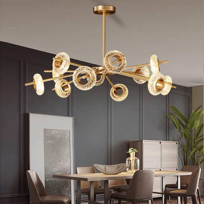 Lustre design à LED avec plusieurs cercles dorés Loft