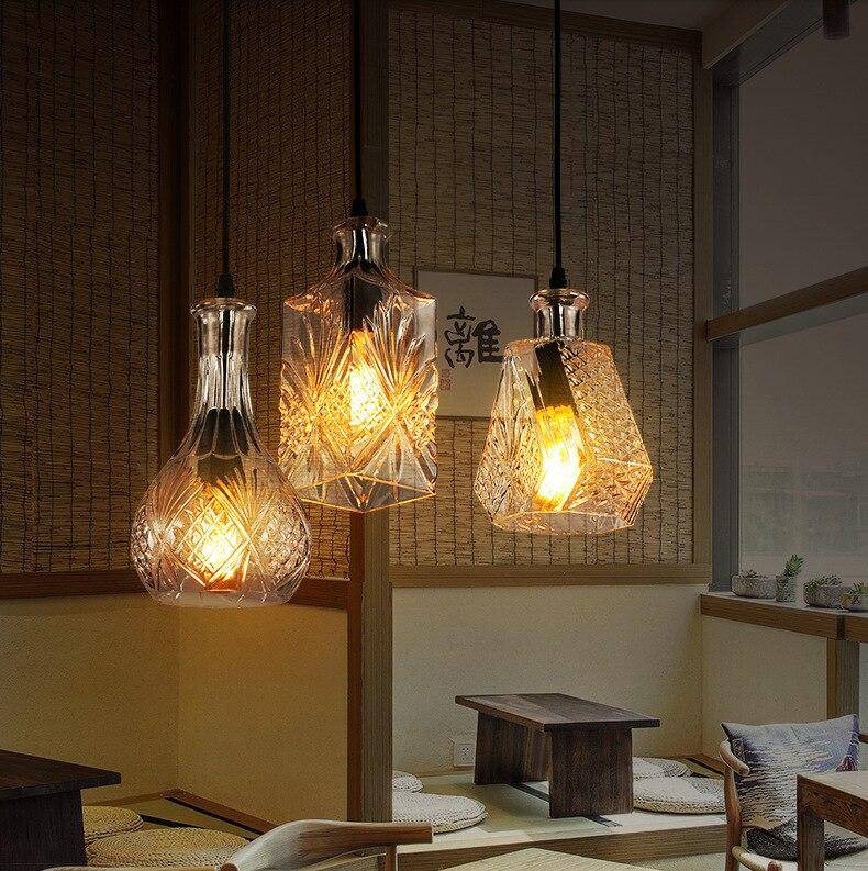 Suspension rétro LED en verre style Cognac