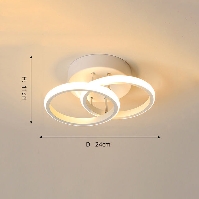 Plafonnier moderne LED avec anneaux croisés en métal Dunkian