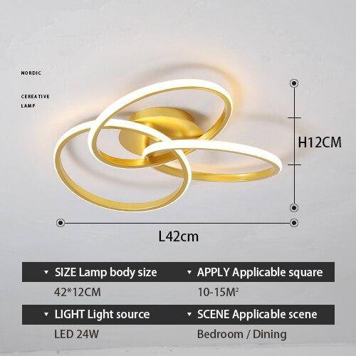 Plafonnier design LED avec plusieurs anneaux en métal Loft