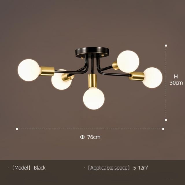 Plafonnier moderne avec 5 bras emmêlés en métal Naiara
