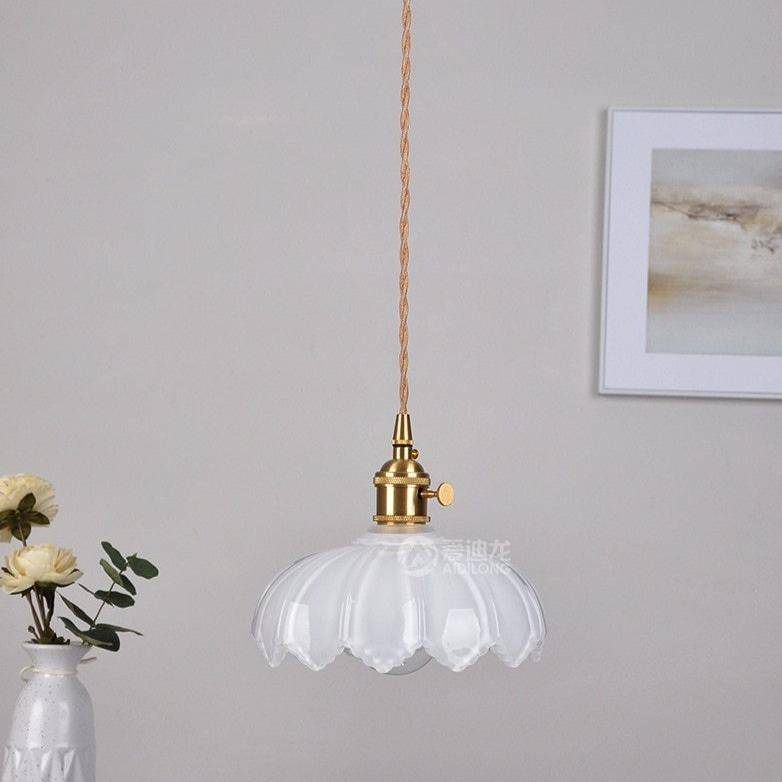 Suspension design à LED avec abat-jour en verre rétro Hôtel