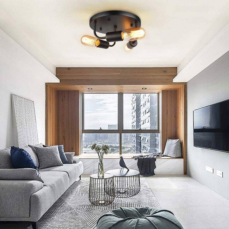 Plafonnier moderne à LED en métal avec plusieurs ampoules Edison