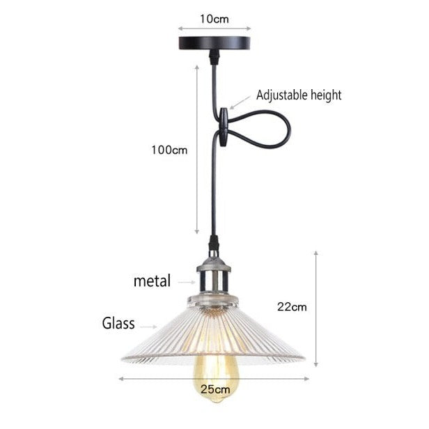 Suspension vintage LED avec abat-jour en verre Bertha