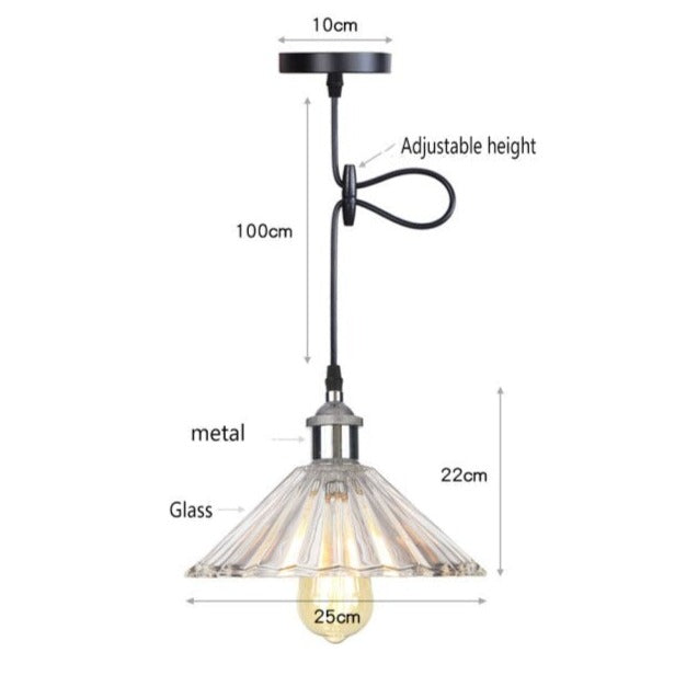 Suspension vintage LED avec abat-jour en verre Bertha