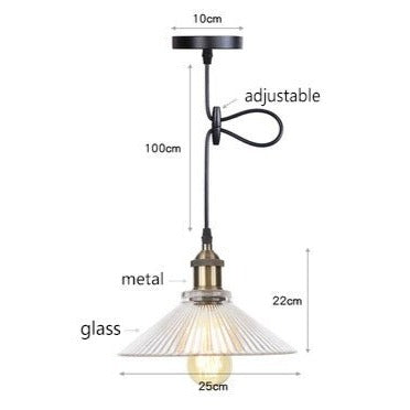 Suspension vintage LED avec abat-jour en verre Bertha