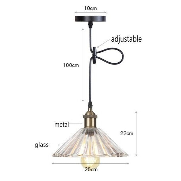 Suspension vintage LED avec abat-jour en verre Bertha