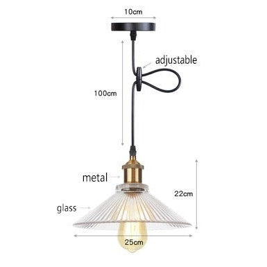 Suspension vintage LED avec abat-jour en verre Bertha