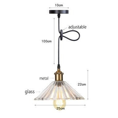 Suspension vintage LED avec abat-jour en verre Bertha