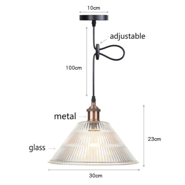 Suspension vintage LED avec abat-jour en verre Bertha