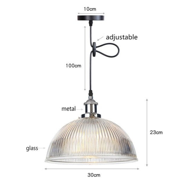 Suspension vintage LED avec abat-jour en verre Bertha