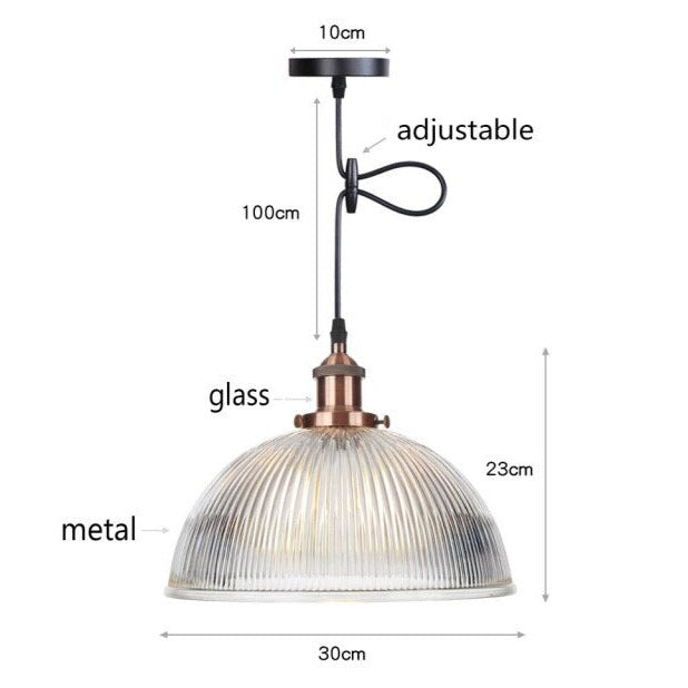 Suspension vintage LED avec abat-jour en verre Bertha