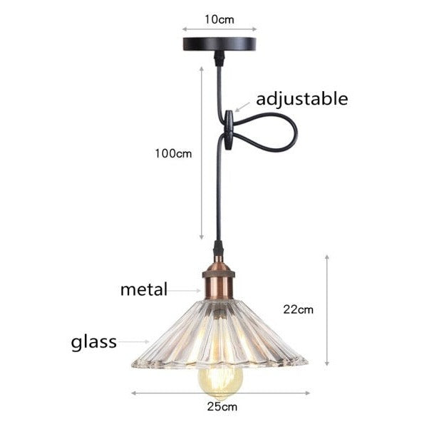 Suspension vintage LED avec abat-jour en verre Bertha