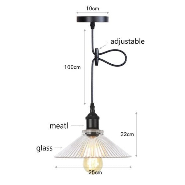 Suspension vintage LED avec abat-jour en verre Bertha