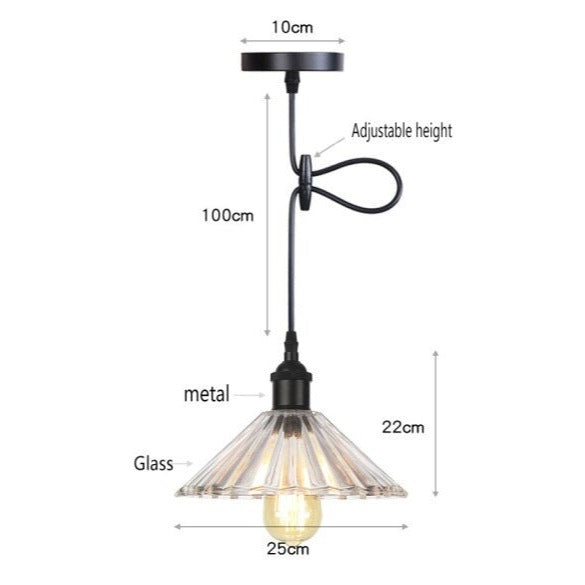 Suspension vintage LED avec abat-jour en verre Bertha