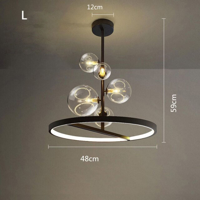 Lustre design LED circulaire en métal noir Romane