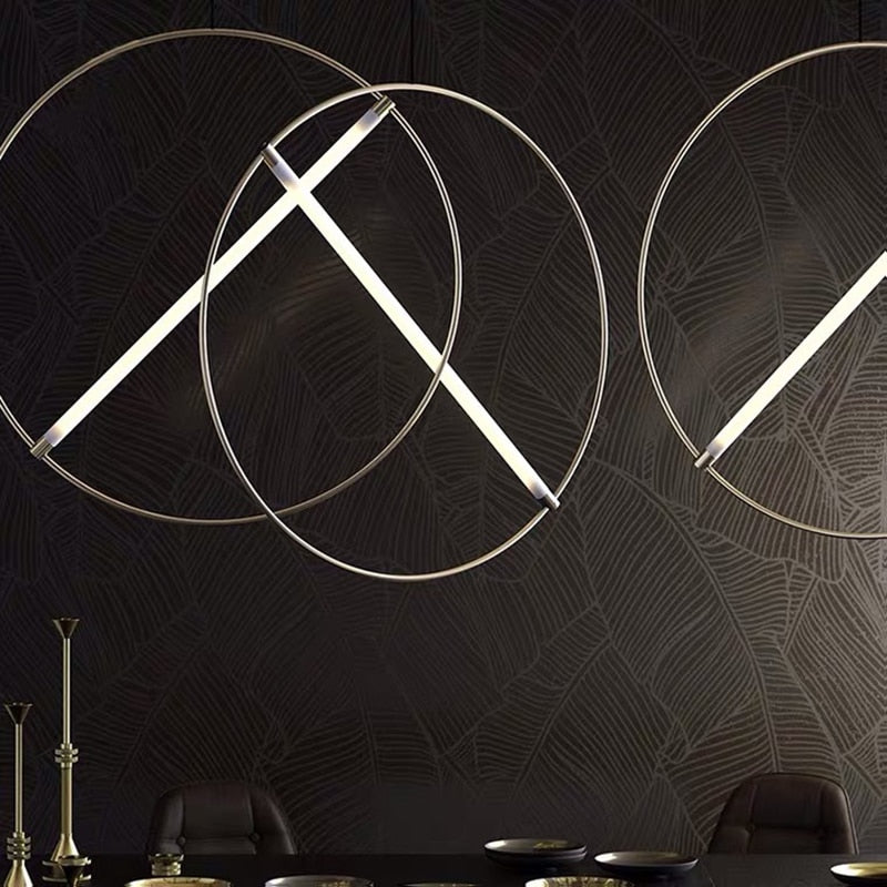 Suspension moderne LED anneau avec barre lumineuse Juncal