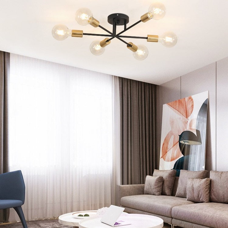 Plafonnier design LED avec 6 lampes entrecroisées en métal Eugie