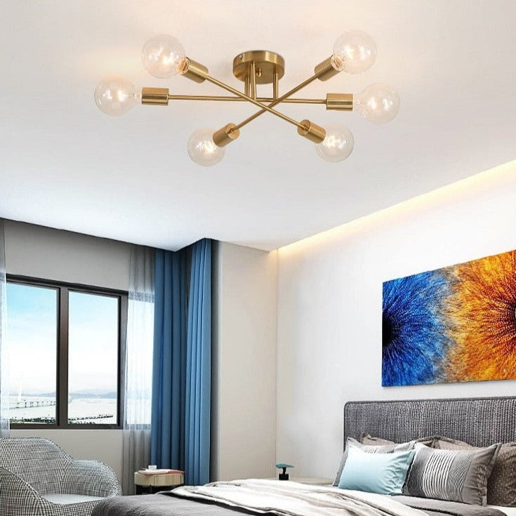 Plafonnier design LED avec 6 lampes entrecroisées en métal Eugie