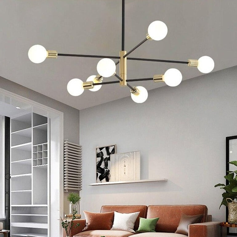 Lustre moderne en métal noir et doré style constellation Aries