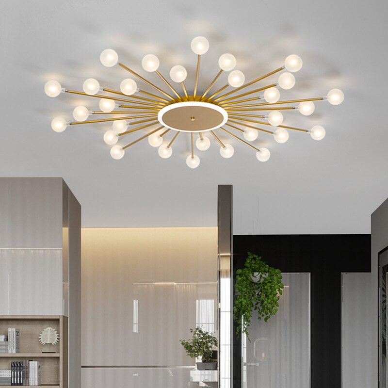 Plafonnier moderne LED en forme de soleil avec perles Janira