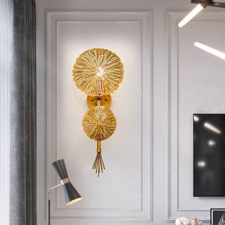 Applique murale moderne LED avec 2 fleurs dorées Dorina