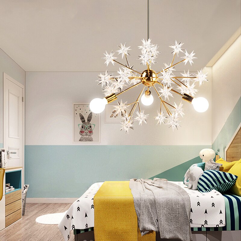 Lustre moderne métallique avec des étoiles étincelantes Tanit