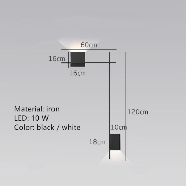 Applique murale design LED carré ou en L métallique Zia