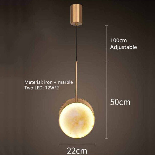 Suspension moderne LED en forme de pièce effet marbre Alhena