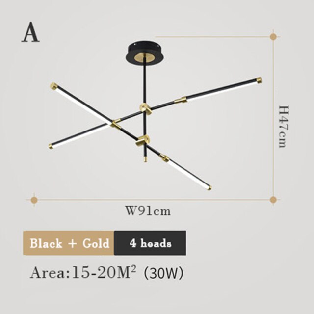 Lustre moderne LED avec lampes rectangulaires Wayna