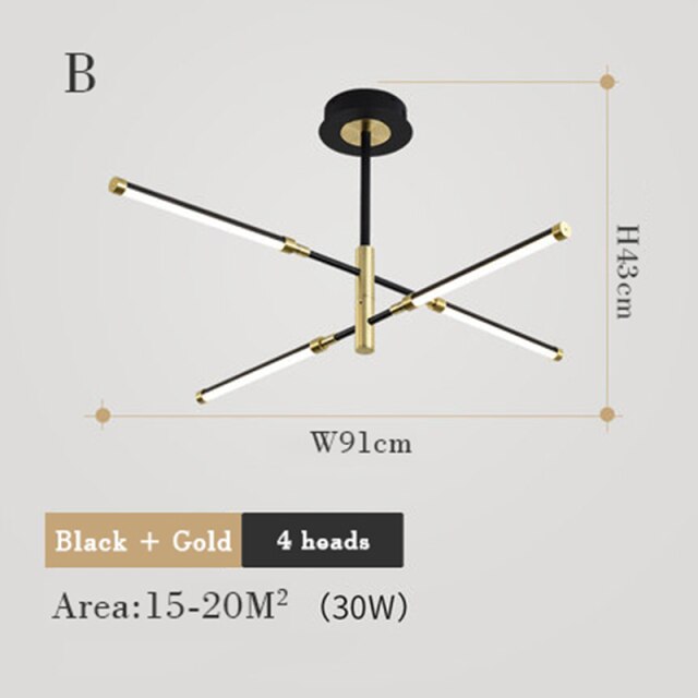 Lustre moderne LED avec lampes rectangulaires Wayna