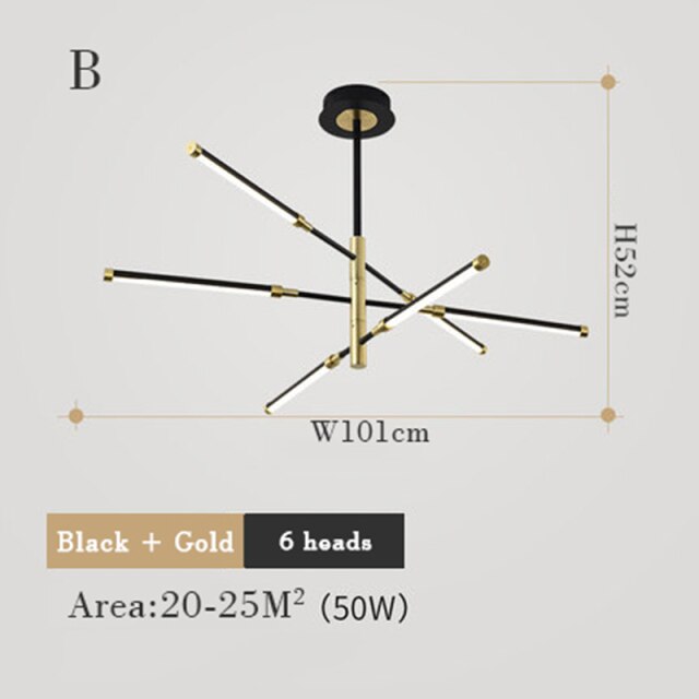 Lustre moderne LED avec lampes rectangulaires Wayna