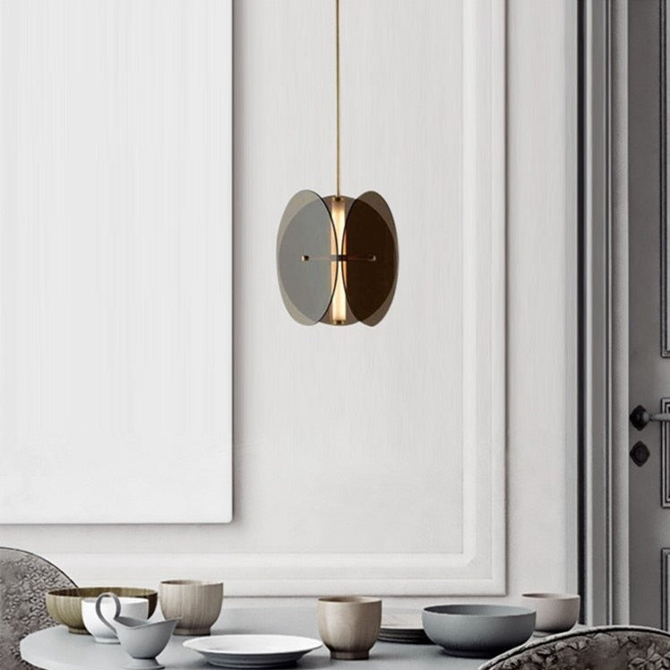 Suspension moderne avec abat-jour en verre teinté Rahki