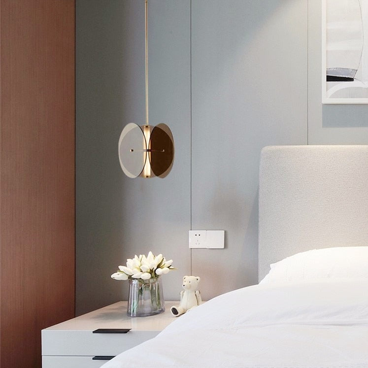 Suspension moderne avec abat-jour en verre teinté Rahki