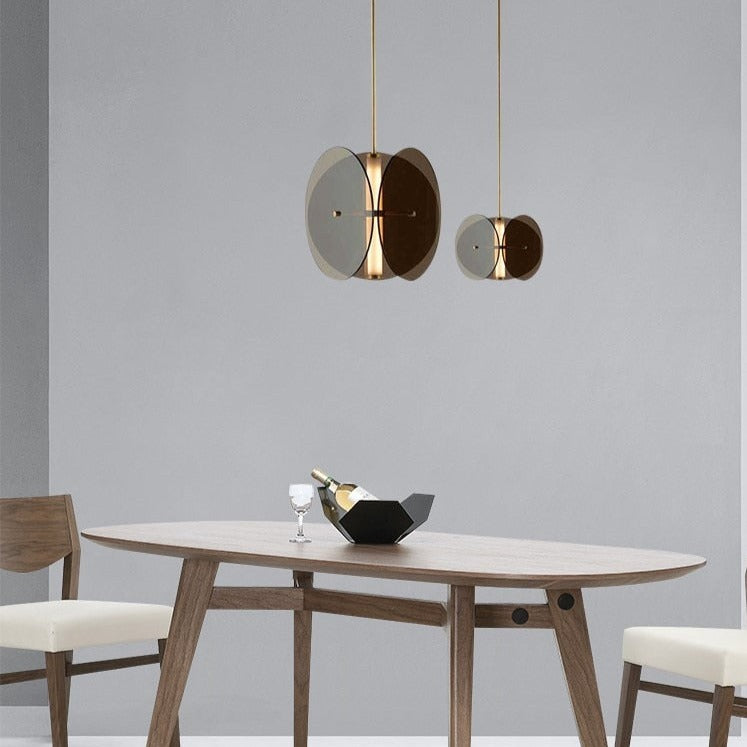 Suspension moderne avec abat-jour en verre teinté Rahki