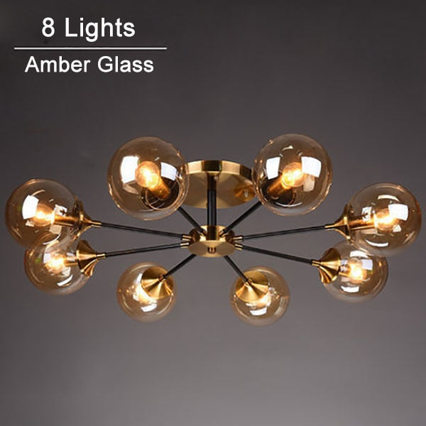 Plafonnier moderne LED en étoile et globes en verre Iraide