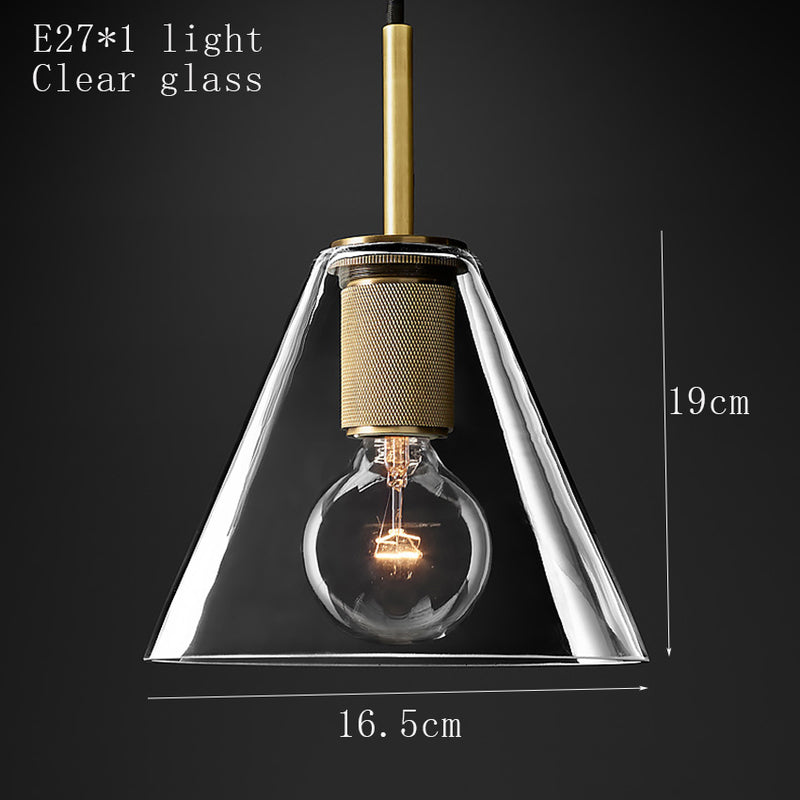 Suspension industrielle en verre et en métal doré Haivy