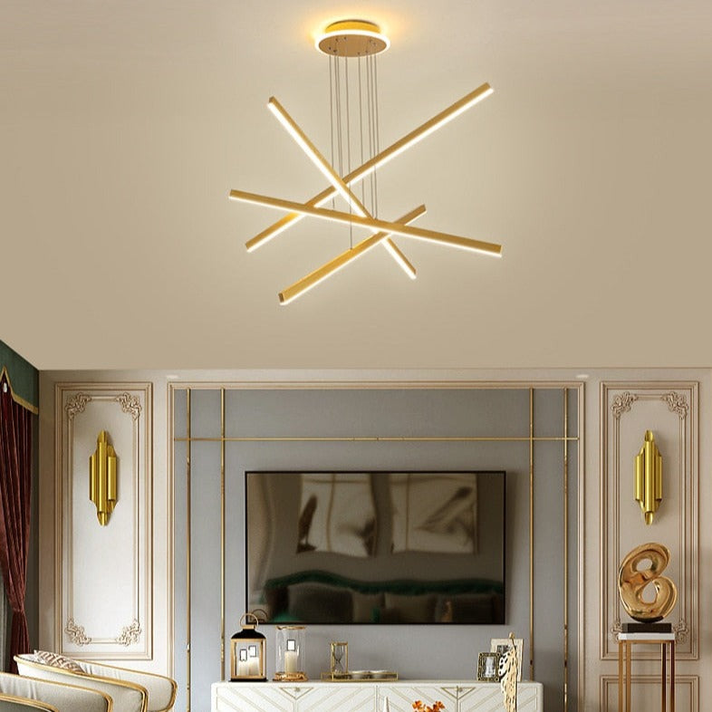 Lustre moderne LED en forme d'étoile métallique doré Alaikari