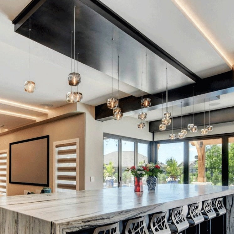 Suspension moderne LED forme de glaçon en cristal coloré Lua